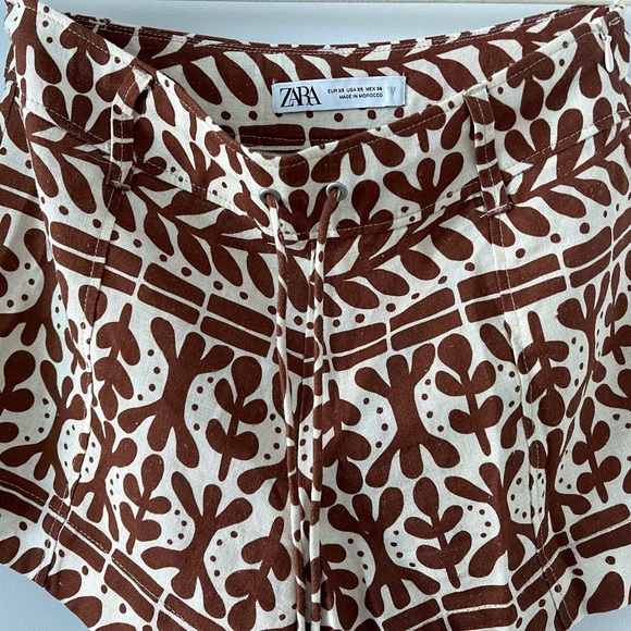 Zara | Girl's Linen Blend Pattern Shorts - Picture 3 of 4